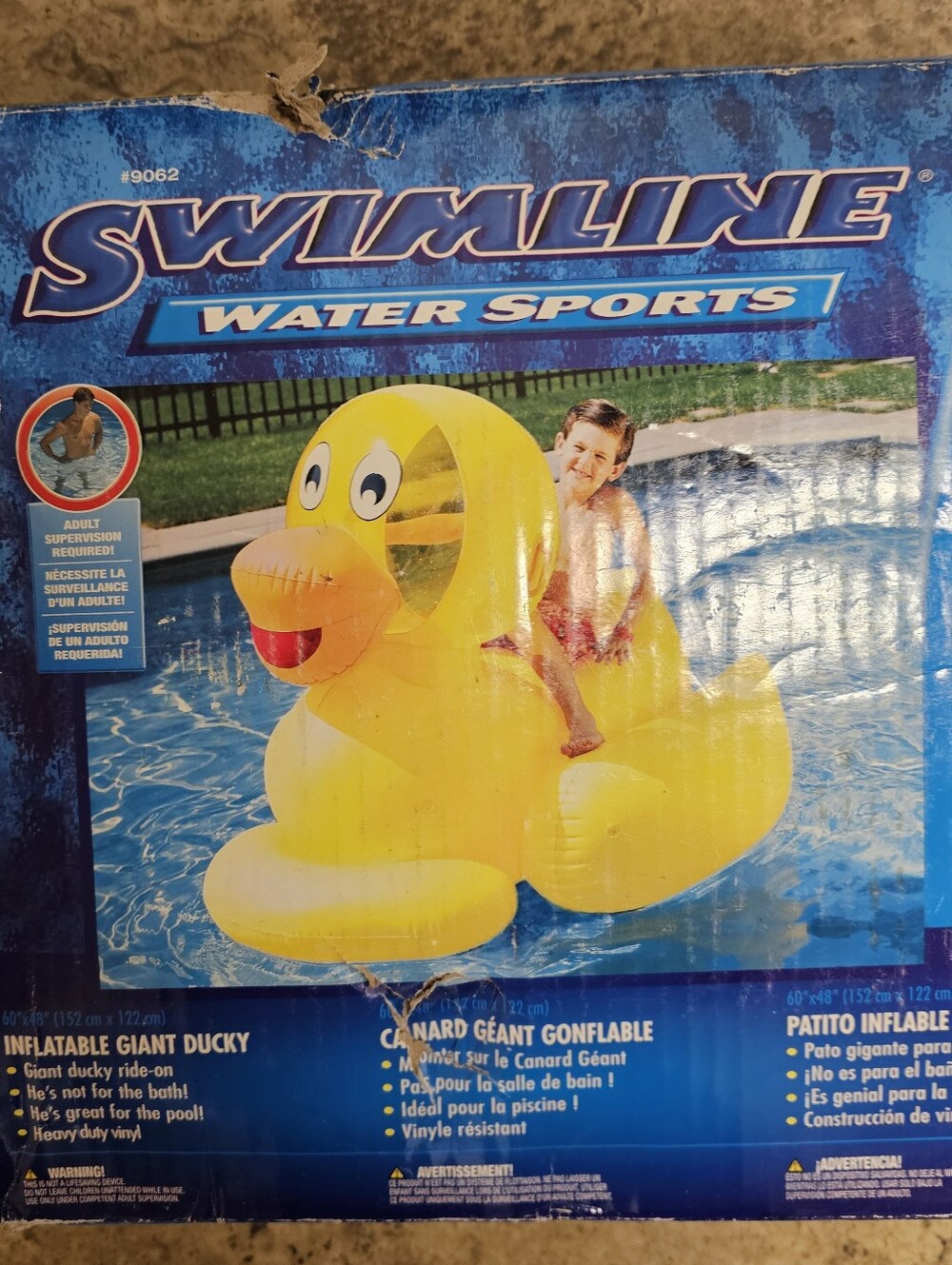 New SWIMLINE Giant Inflatable Duck Ride-On Pool Float
